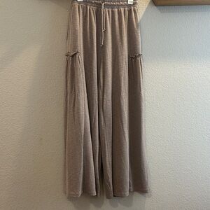 Three Bird Nest Wide Leg Drawstring Pants in Taupe